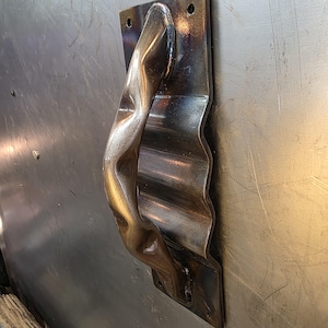 Forged Abstract Metal Door Pull | Steel Corrugated Rustic Style Handle