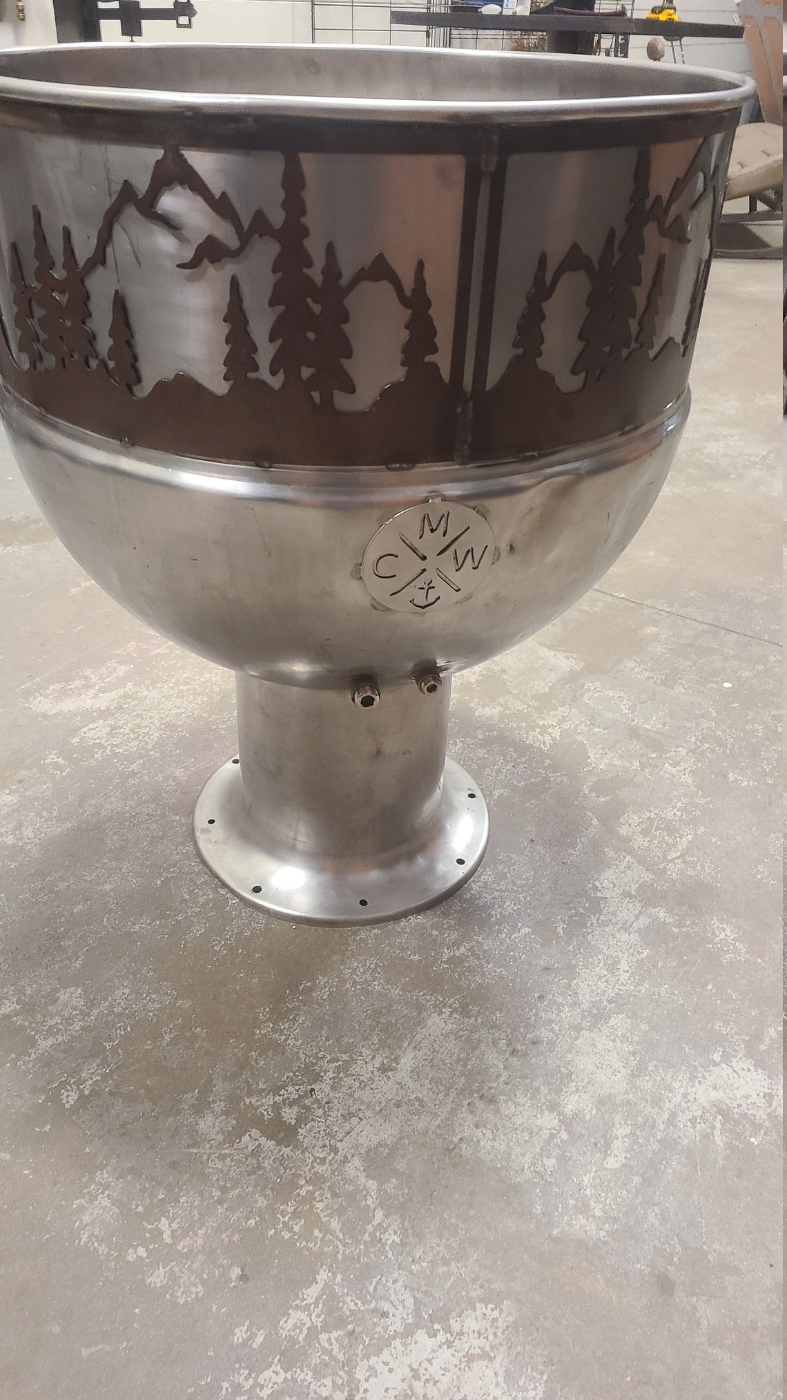 Stainless Steel Fire Pit Bowl Custom Firepit Rustic Outdoor Etsy