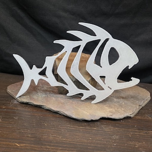 Fish Skeleton Metal Wall Art | Aluminum Piranha Bonefish