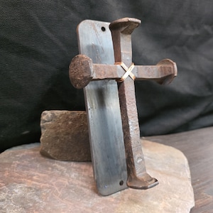 Iron Railroad Spike Holy Cross | Hand Forged Industrial Wall Art