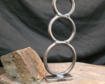 Steel Rings Desk Art | Modern Metal Rings Art Sculpture | Snowman