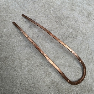 Copper Hair Bun Fork - Handmade and Hammered Metal Wire U Pin Clip