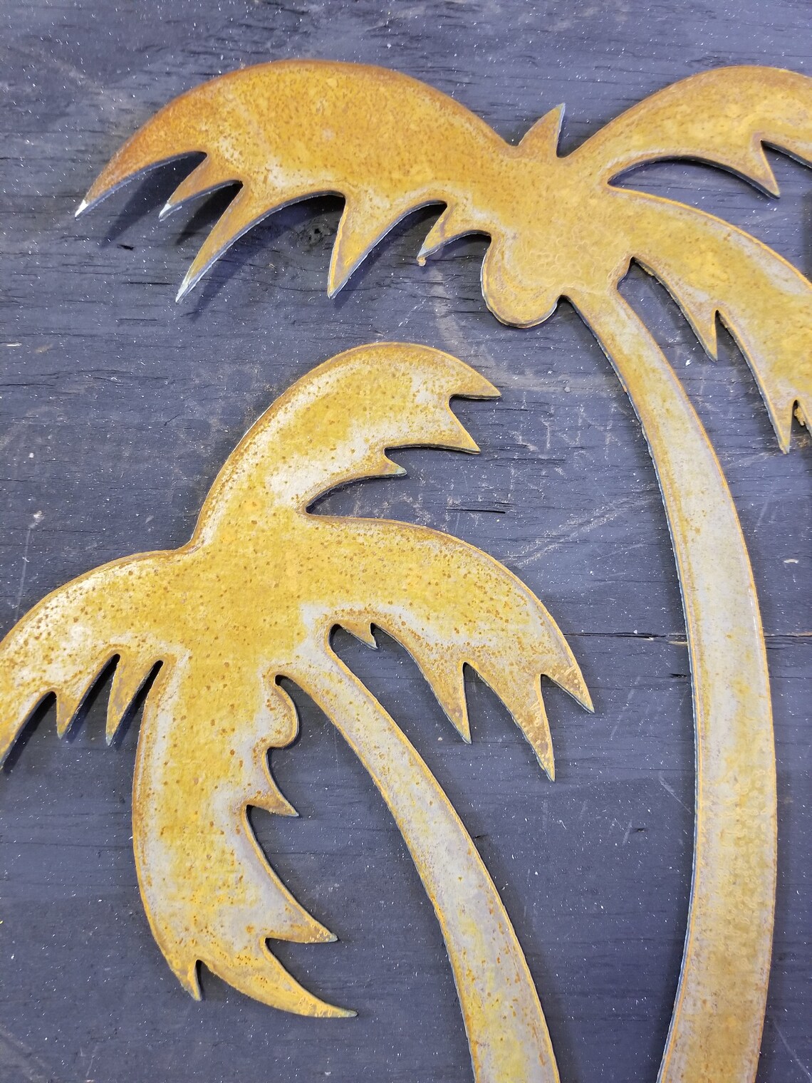 Palm Tree Sign Plasma Metal Wall Art Tropical Outdoor Etsy