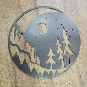 Moon Mountains Celestial Metal Wall Art