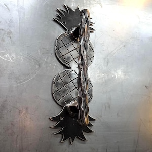 Hand Forged Double Pineapple Door Pull | Blacksmith Hammered Steel Handle