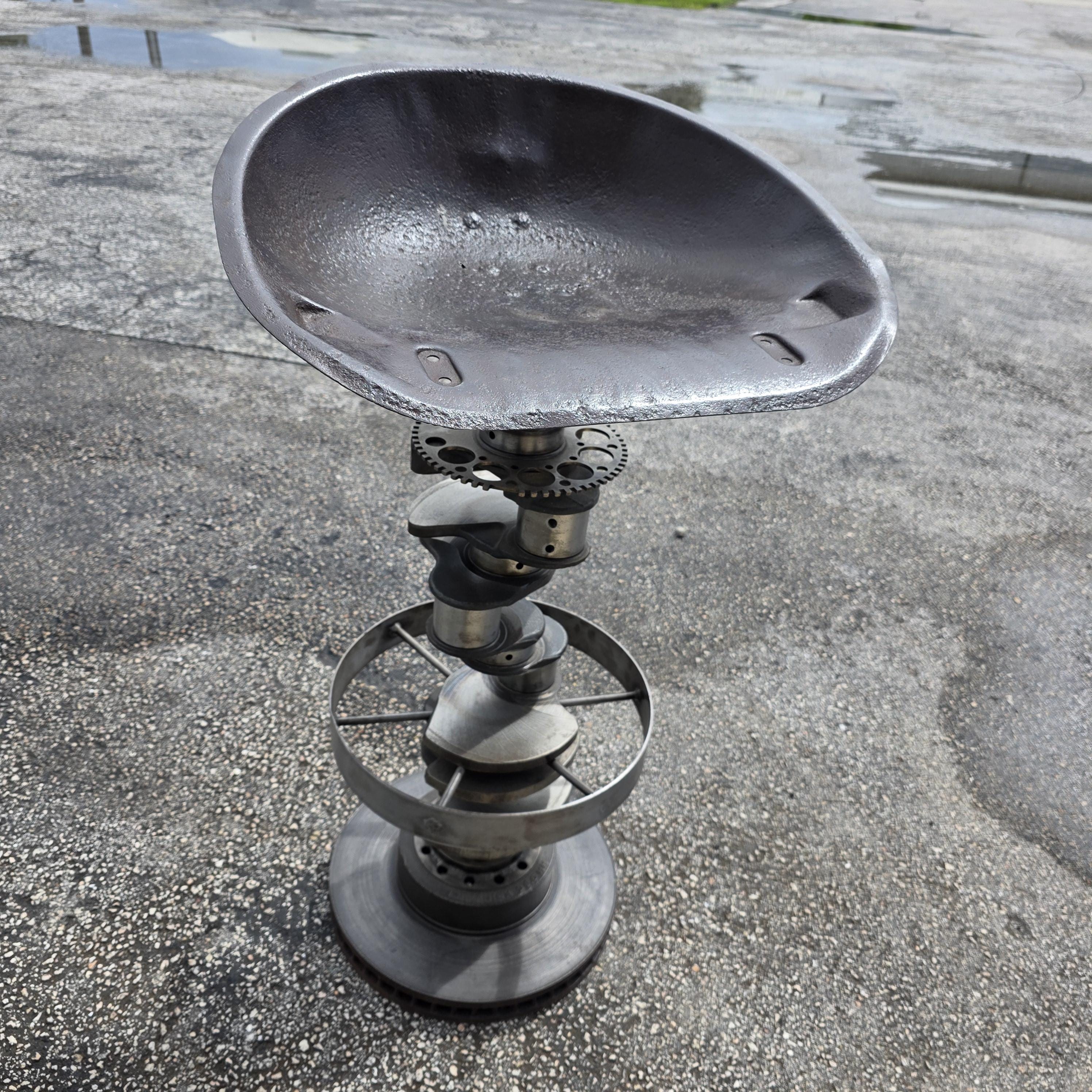 Industrial Tractor Seat Stool | Diesel Truck Crankshaft Barstool