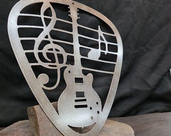 Musical Guitar Pick Metal Wall Art | Treble Clef Note | Music Lover Magnetic Decor