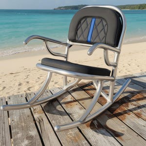 Marine Grade Aluminum Rocking Chair | Coastal Yacht Club Patio Furniture | Nautical Outdoor Rocker