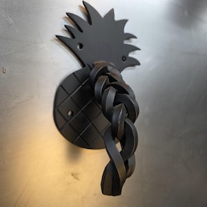 Forged Metal Pineapple Door Handle Pull | Twisted Iron Tropical Decor