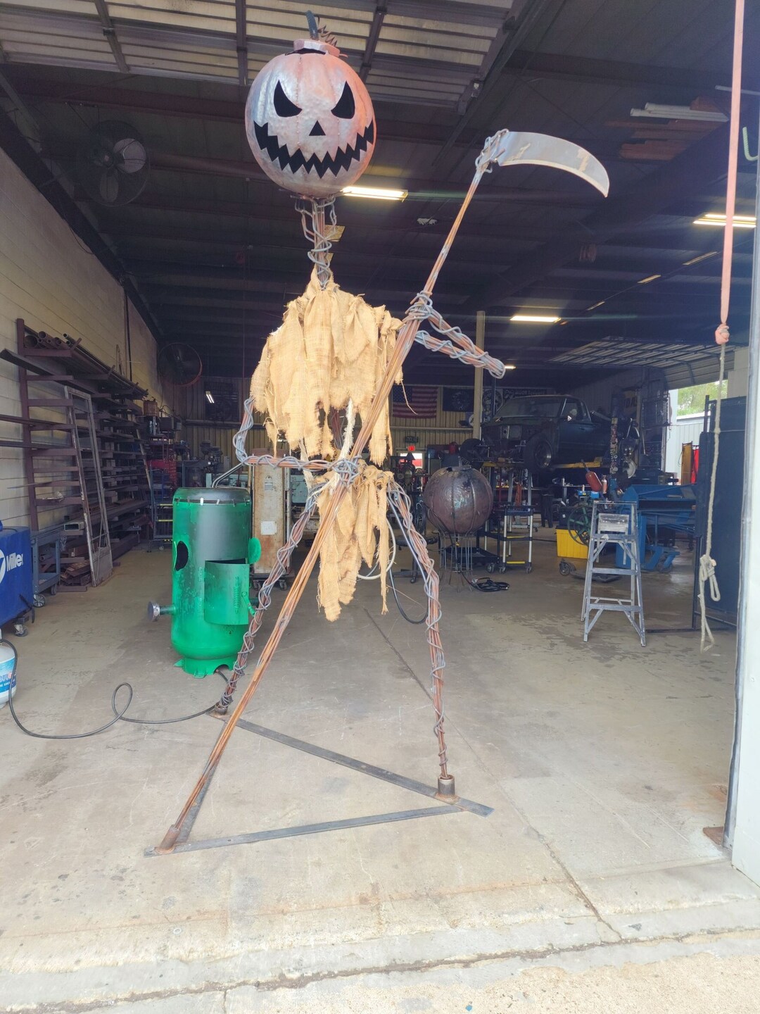 Scarecrow Jackolantern Flaming Pumpkin Halloween Fire Metal Etsy