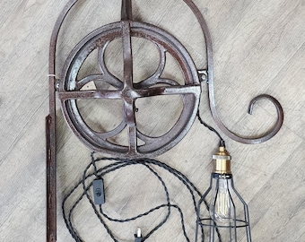 Sewing Machine Wheel Pendant Light Repurposed Antique Adjustable