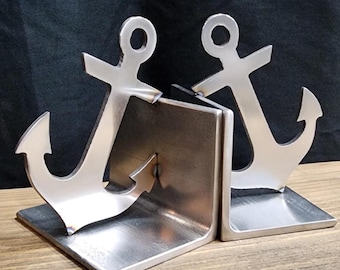 Nautical Anchor Stainless Steel Metal Bookends Book Ends