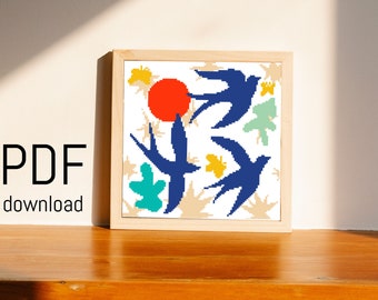 Birds by Henri Matisse Cross Stitch Pattern PDF