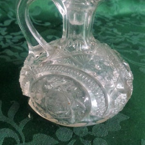 Vintage Brillant Presscut Pre-Cut Clear Glass Cruet with Topper