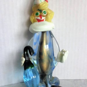 Vintage Murano Italian Glass Colorful Clown with Umbrella Figurine
