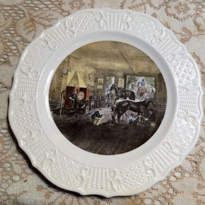 Trotting Cracks at the Forge Horse Collector&#39;s Plate - Currier & Ives America Series Plate Made in Delano Studios