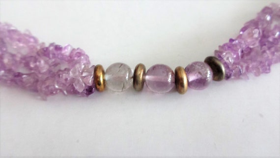 Amethyst Purple Nuggets 3 Strand Choker Necklace … - image 3