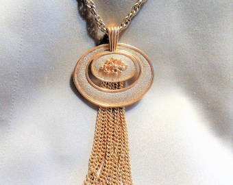AVON Goldtone Tassel Pendant with Chain Necklace - Book Piece