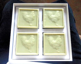 Olive Oil Soap Set Rooster Embossed Made in France