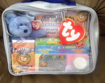TY Beanie Babies Special Platinum Edition Membership Kit in Plastic Case  with LE Blue Clubby II Beanie More!