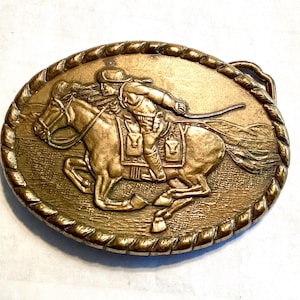 Pony Express Rider 1981 Limited Edition Commemorative Brass Belt Buckle by Merlyn’s
