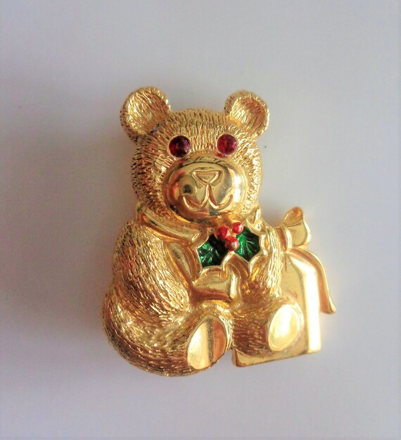 Gerry's Signed Christmas Holiday Gold Tone Metal … - image 1