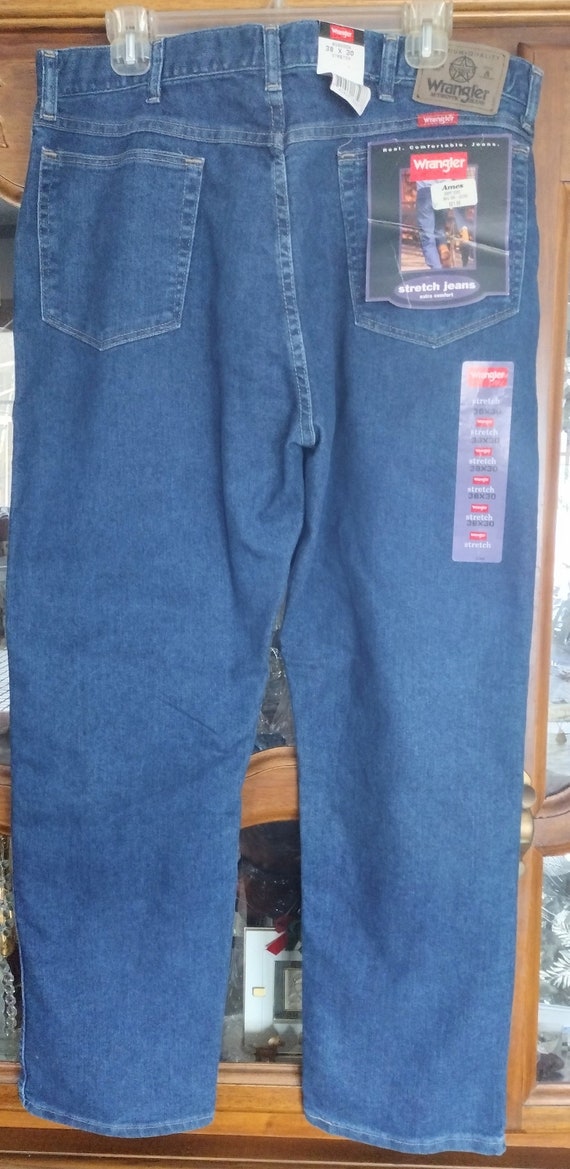 Vintage Wrangler Hero Stretch Blue Jeans 38x30 New