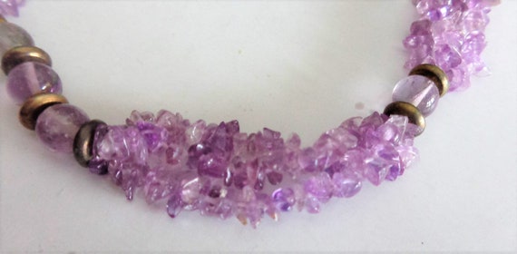 Amethyst Purple Nuggets 3 Strand Choker Necklace … - image 4