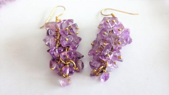 Amethyst Purple Nuggets 3 Strand Choker Necklace … - image 6