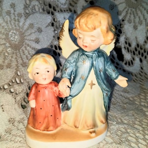 Guardian Angel Holding Hands with Small Child Figurine