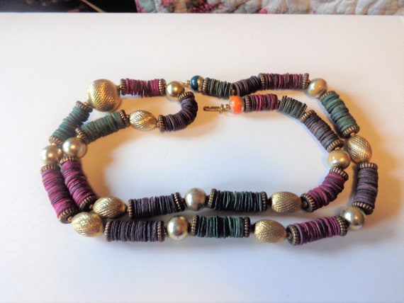 Carol DAUPLAISE Multi-Color 30" Necklace with Gol… - image 1