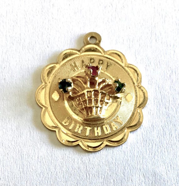 12kt Gold Filled Happy Birthday Rhinestones Charm
