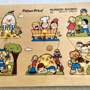 Fisher Price Nursery Rhymes Wooden Puzzle Made in Holland 1973