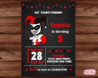 Harley Quinn Invitations Etsy