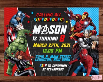 Avengers Invitation Etsy Avengers Invitation Etsy