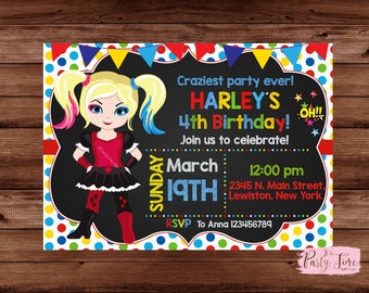 Harley Quinn Invitations Etsy