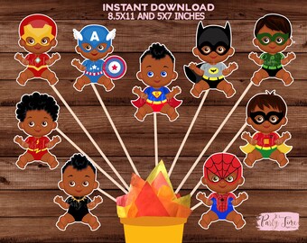 African American Superhero Baby Shower African American Superhero Baby Centerpiece Centerpiece