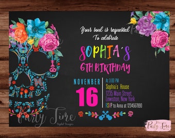 Coco Birthday Invitation - Coco Invitation - Dia de Los Muertos Invitation - Catrina Invite - Sugar Skull Birthday Invitation - DIGITAL FILE