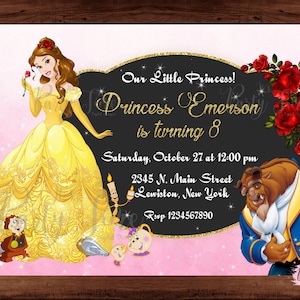 Beauty and the Beast invitation - Princess Belle invitation - Belle Invitation - Princess Invitation - DIGITAL FILE