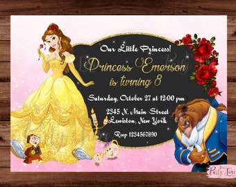 Beauty and the Beast invitation - Princess Belle invitation - Belle Invitation - Princess Invitation - DIGITAL FILE