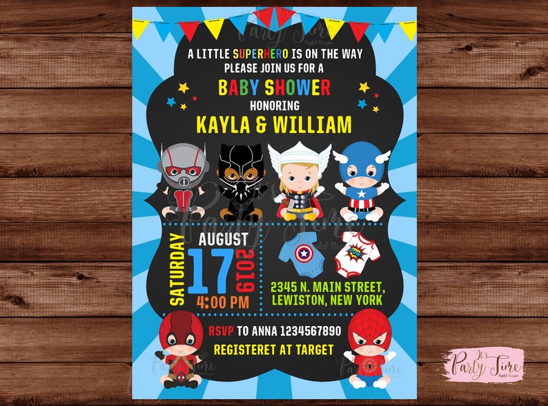 Superhero Baby Shower Invitation Superheroes Baby Shower Invitation Superheroes Avengers Baby Shower Invitation Digital file image 1