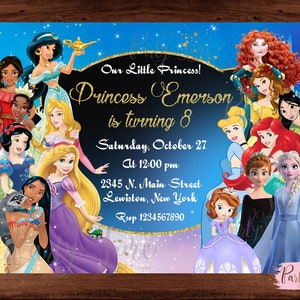 Princess Invitations - Princess Birthday Party Invitations - Princess Party Invitations - Disney Princess Party - DIGITAL FILE