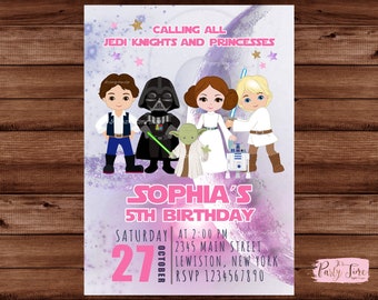 Star Wars Invitation - Star Wars Girl Invitation - Star Wars Birthday Party Invitation - Princess Leia Invitation. DIGITAL FILE