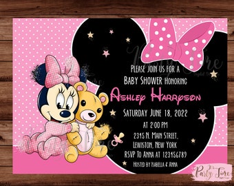 Minnie Mouse Baby Shower Invitation - Minnie Mouse Invitation -  Baby Minnie Mouse Invitation - Baby Shower Invitation - DIGITAL FILE