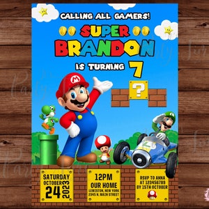 Mario Bros Einladung - Mario Bros Geburtstagseinladung - Mario Bros Party - Super Mario Einladung - Mario und Luigi Einladung. DIGITALE DATEI
