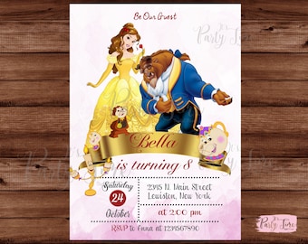 Beauty and the Beast invitation - Princess Belle invitation - Belle Invitation - Princess Invitation - DIGITAL FILE