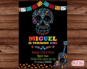 Coco Birthday Invitation - Coco Invitation - Dia de Los Muertos Invitation - Catrina Invite - Sugar Skull Birthday Invitation - DIGITAL FILE