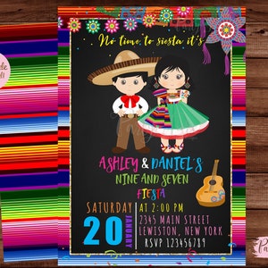Mexican Invitation - Sibling Fiesta Party Invite - Mexican Fiesta - Fiesta Invitation - Invitación Fiesta Mexicana - DIGITAL FILE