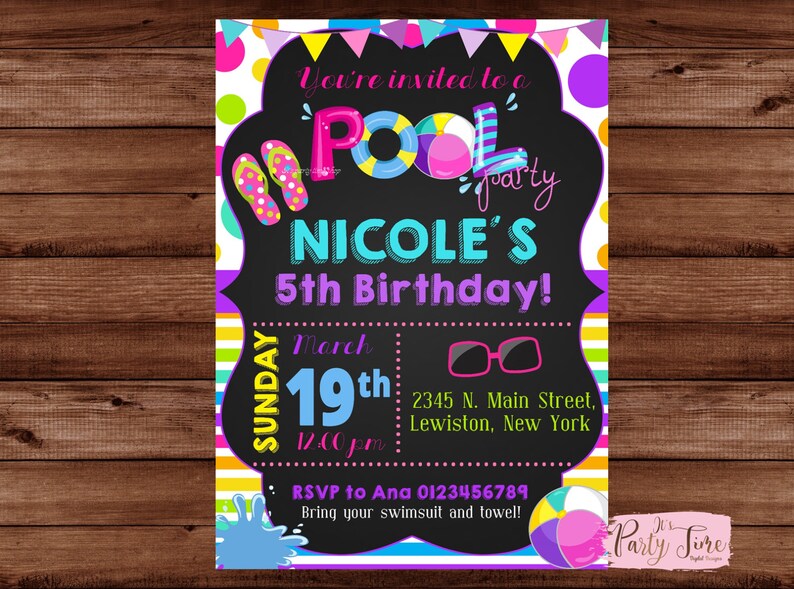 Pool Party Invitation Girls Pool Party Invitation Pool Party Birthday Invitation Summer Birthday Invitation Pool Party Invite. image 1