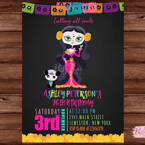 Sugar Skull Birthday Invitation - Sugar Skull Invitation - Sugar Skull Halloween Party Invitation - Day of the Dead Party - DIGITAL FILE